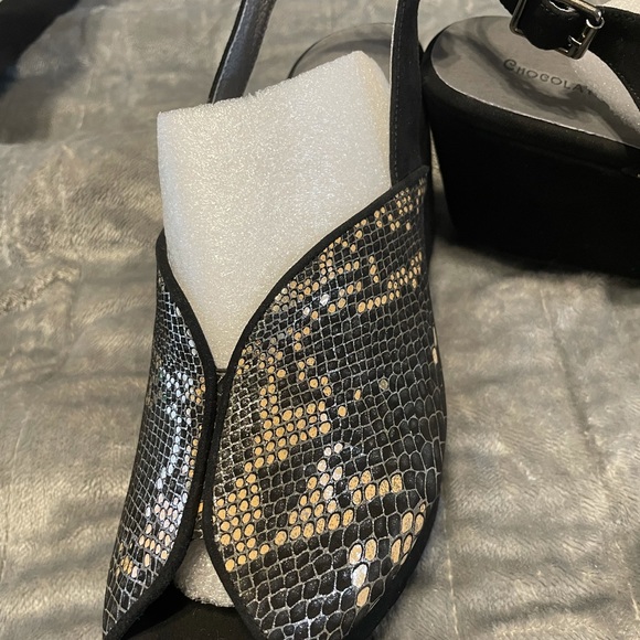 Black Velour Wedge Sandals 8.5 - Picture 11 of 11